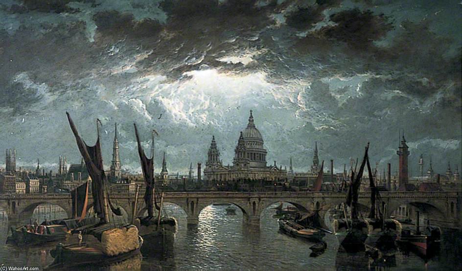 London Bridge And St Paul's By Moonlight — William Anderson