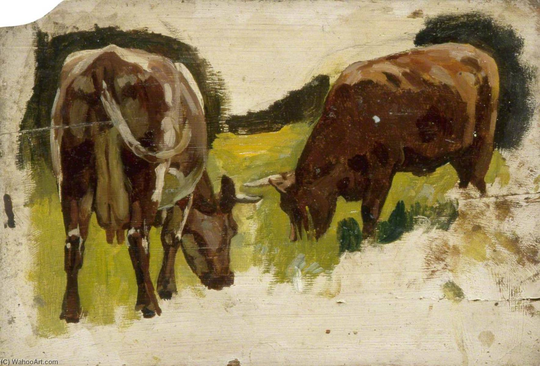 Two Cows Grazing — Gunning King