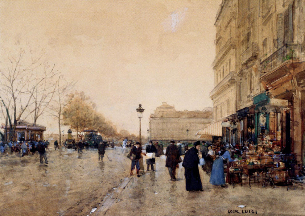 Paris, Le Louvre, Le Quai De La Megisserie Et Les Marchands D'oiseaux — Dit Luigi Loir Aloys François Joseph Loir
