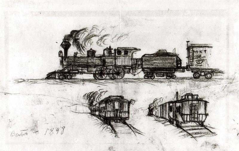 M.k.t. Locomotive, Vinita, Oklahoma — Thomas Hart Benton