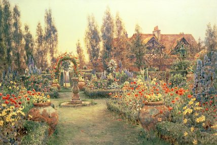 View Of A Country House And Garden — Ernest Arthur Rowe