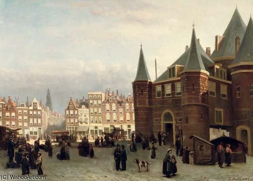 Marketday Outside The Waag On The Nieuwmarkt, Amsterdam — Johannes Frederik Hulk