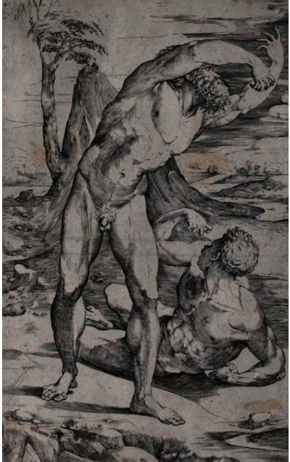 Two Male Nudes In A Landscape — Domenico Di Pace Beccafumi