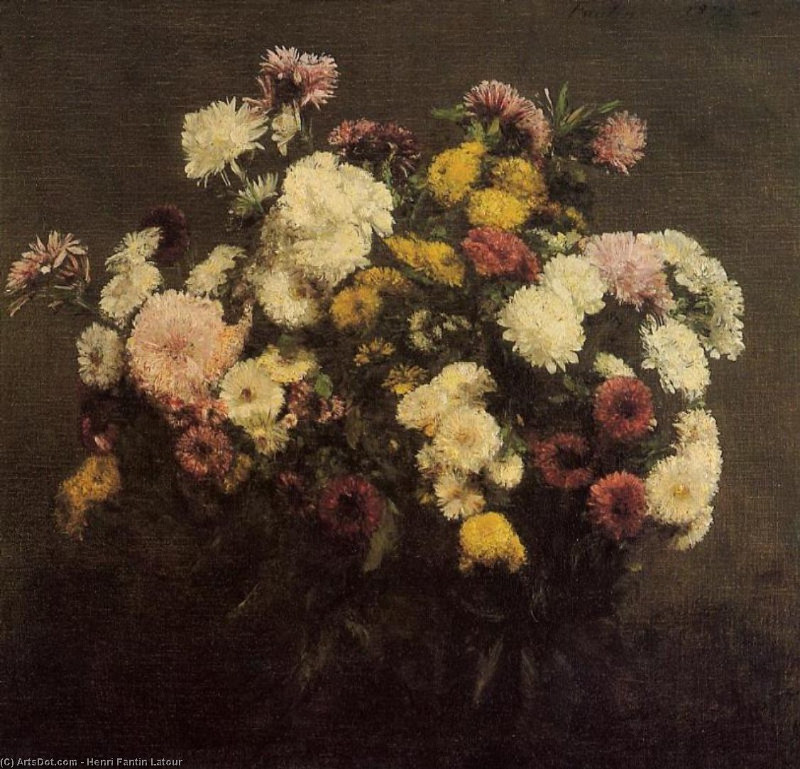 Large Bouquet Of Crysanthemums — Henri Fantin-latour