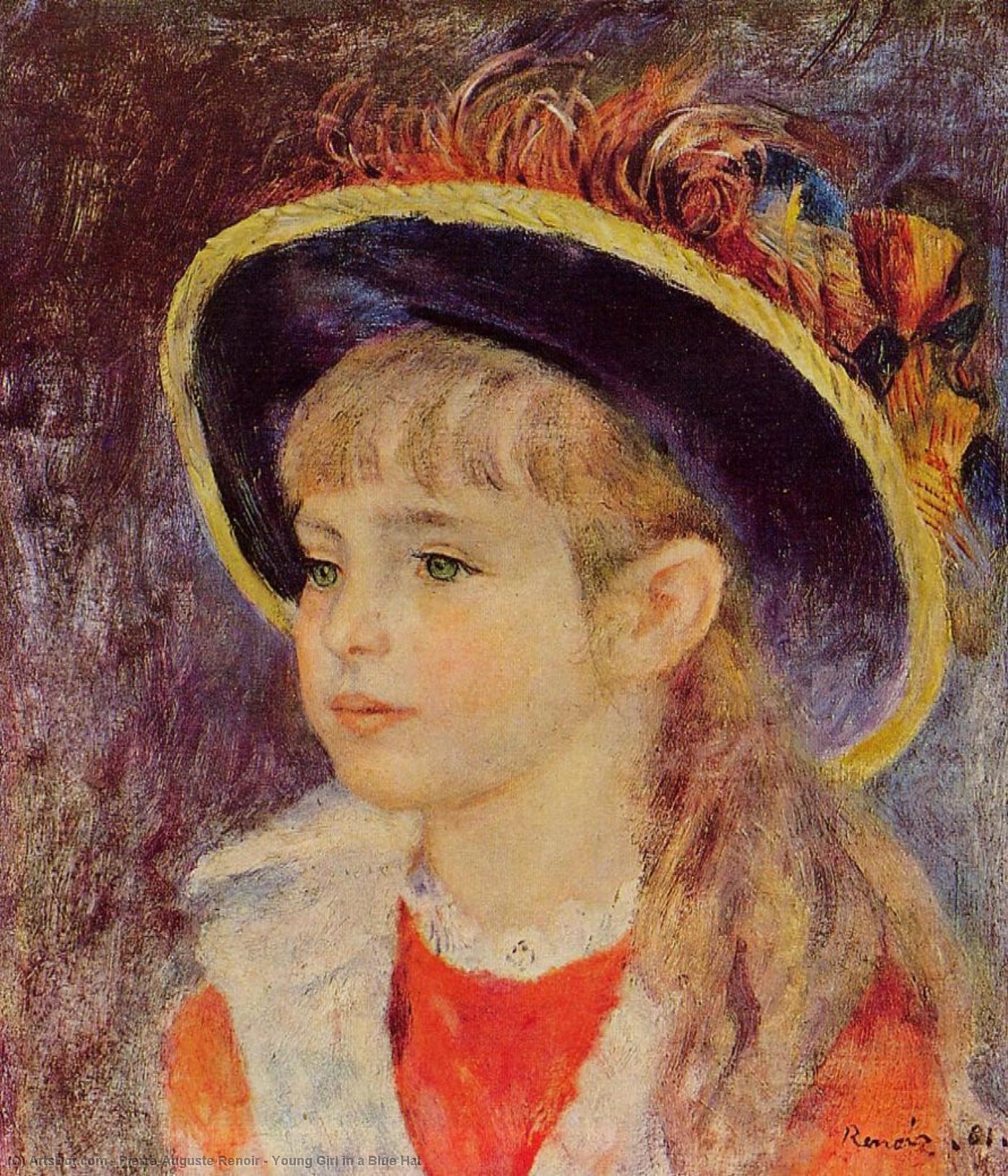 Young Girl In A Blue Hat — Pierre-auguste Renoir