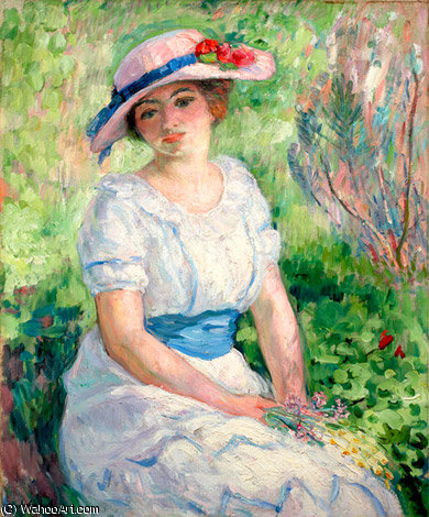 Jeune Femme A La Ceinture Bleue — Henri Lebasque