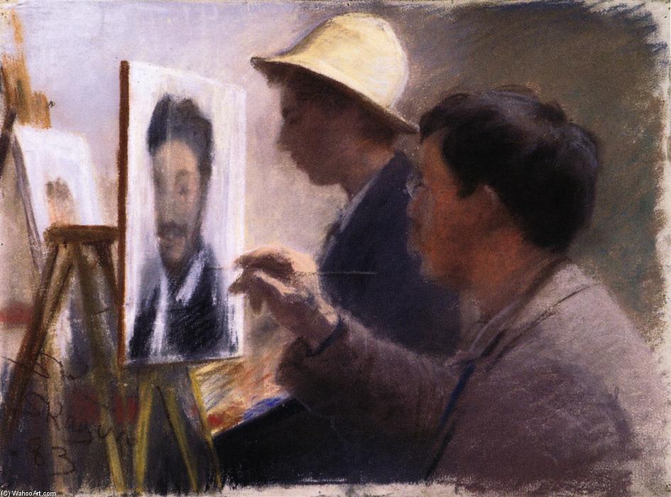Oscar Björck And Eilif Peterssen Painting Portraits Of Georg Brandes — Peder Severin Kroyer