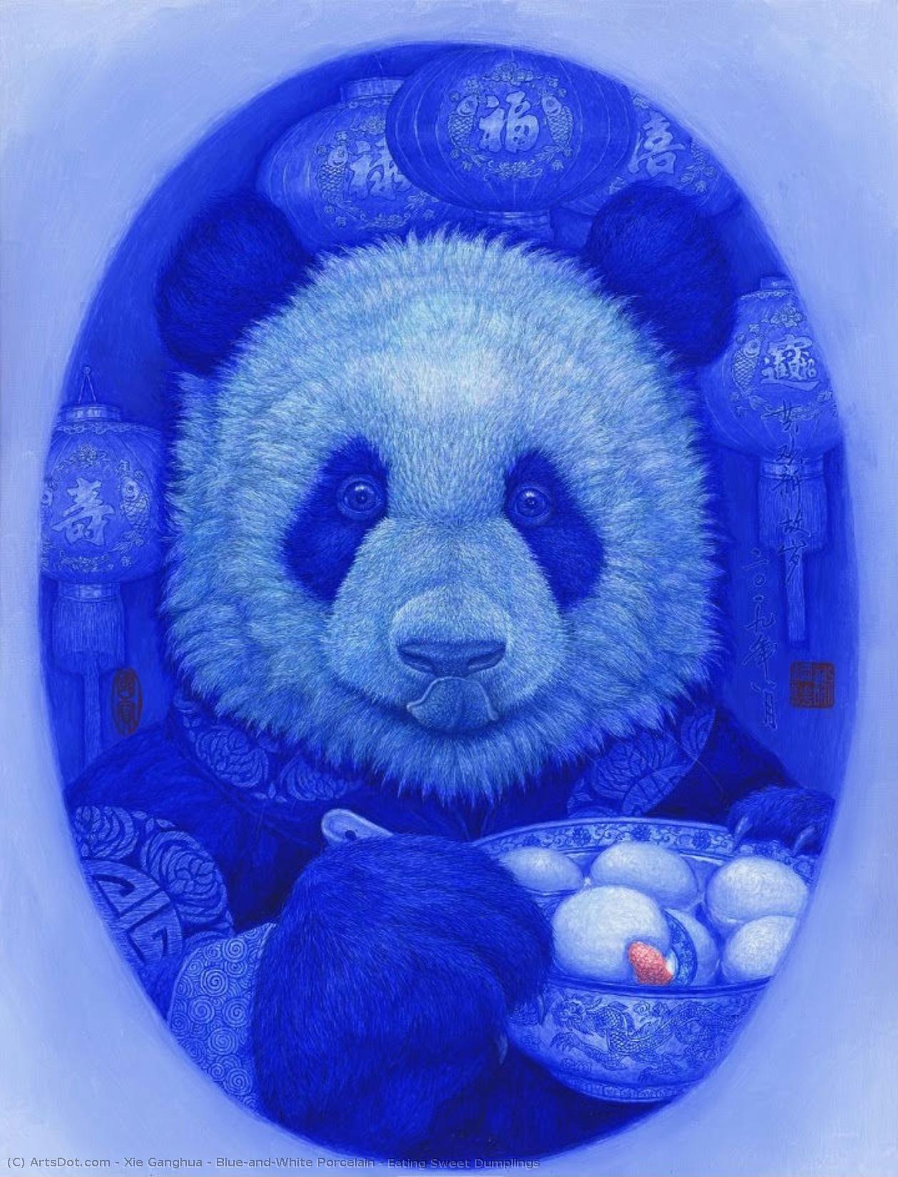 Blue-and-white Porcelain • Eating Sweet Dumplings — Xie Ganghua