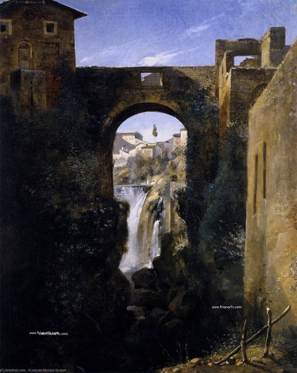 The San Rocco Bridge And The Grand Waterfall At Tivoli — François Marius Granet