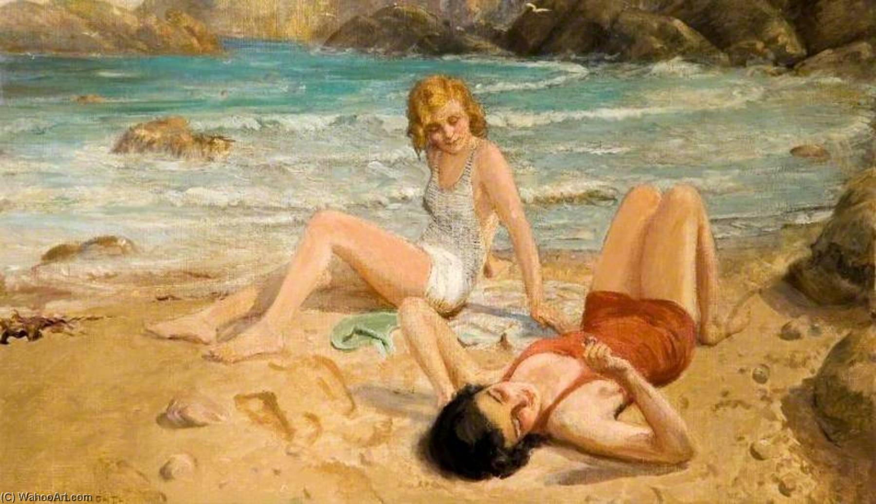 Two Girls On A Beach — Rowland Wheelwright