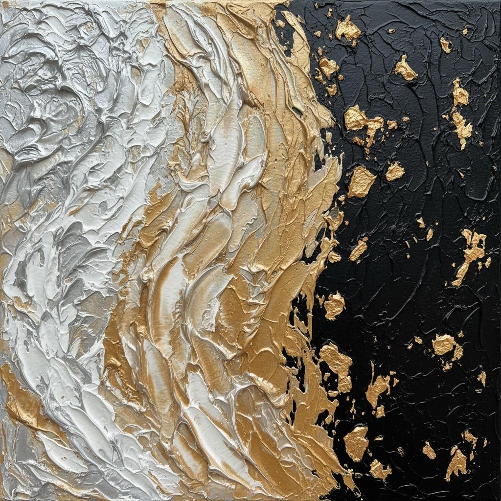 Fragmented Gold Amidst The Swirling Silver And Infinite Obsidian Void — David Moreau