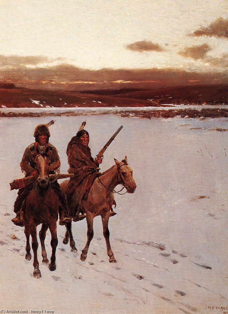 The Departure Of The Buffalo Hunt - — Henry F Farny