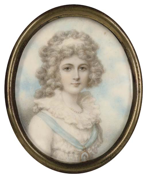 The Duchess Of Cumberland In White Dress With Frilled Collar — Richard Cosway