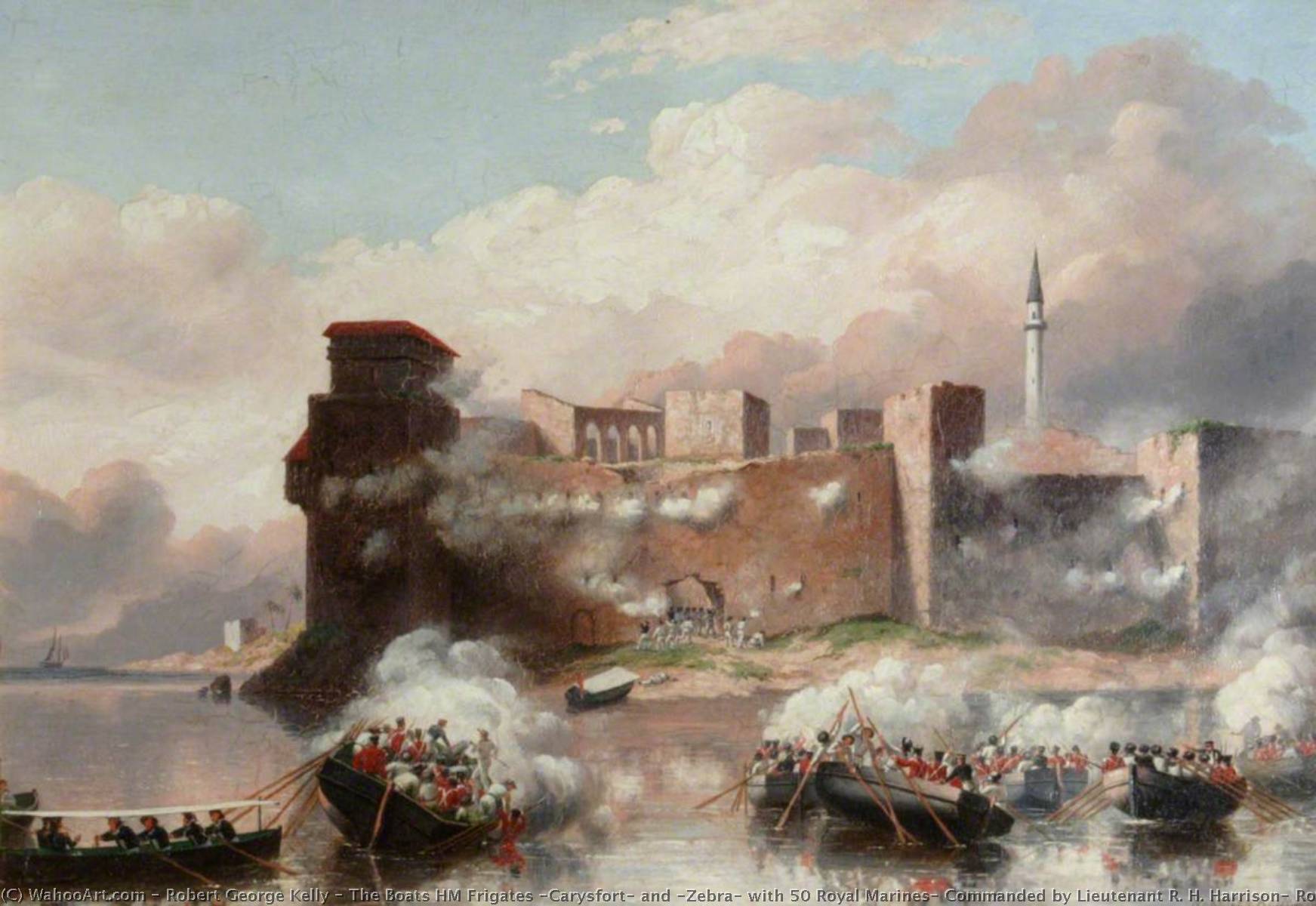 The Boats Hm Frigates 'carysfort' And 'zebra' With 50 Royal Marines, Commanded By Lieutenant R. H. Harrison, Royal Marines, Attacking The Castle Of Tortosa, 25 September 1840 — Robert George Kelly