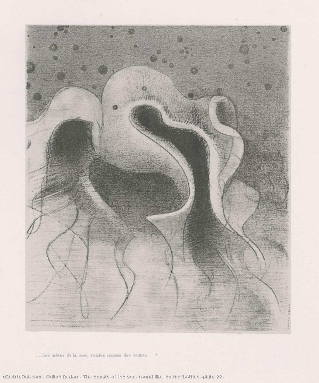 The Beasts Of The Sea, Round Like Leather Bottles (plate 22) — Odilon Redon