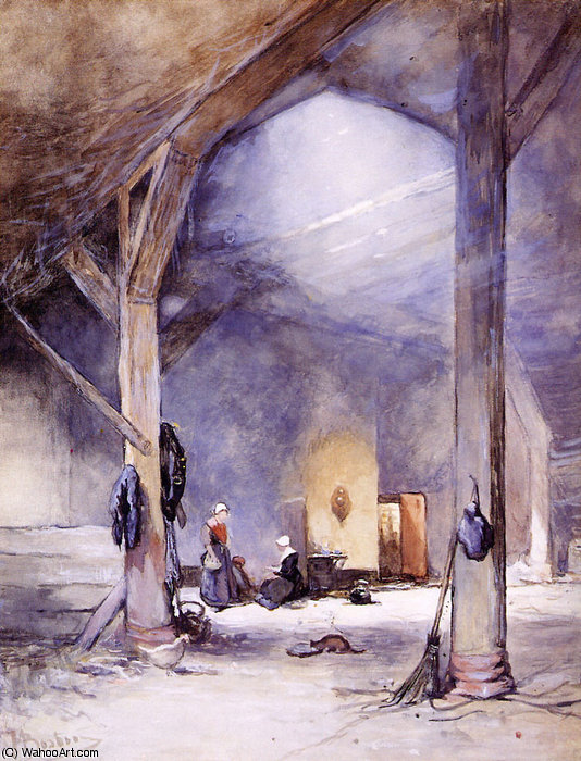 Farm Interior In Nieuw Loosdrecht Sun — Johannes Bosboom