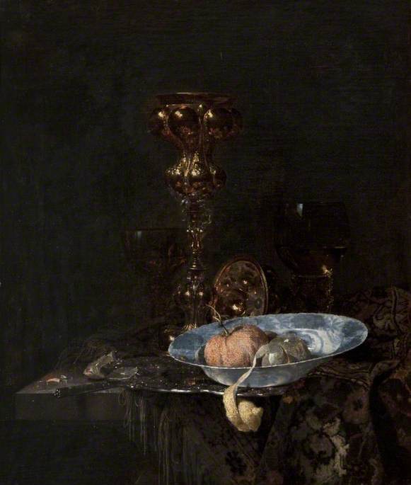 Still Life Silver Gilt Goblet And Bowl Of Fruit — Willem Kalf