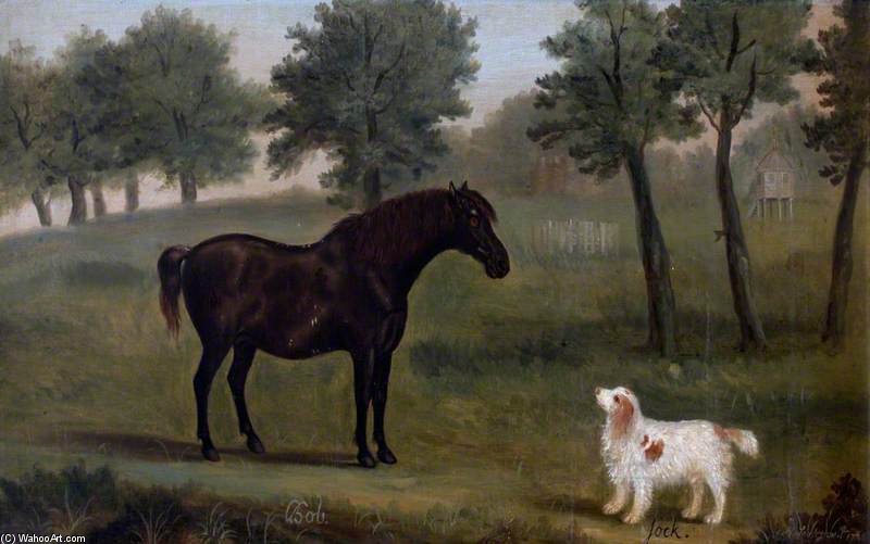 'bob', A Black Horse, And 'jock', A Spaniel — Francis Sartorius Ii (john Francis Sartorius)