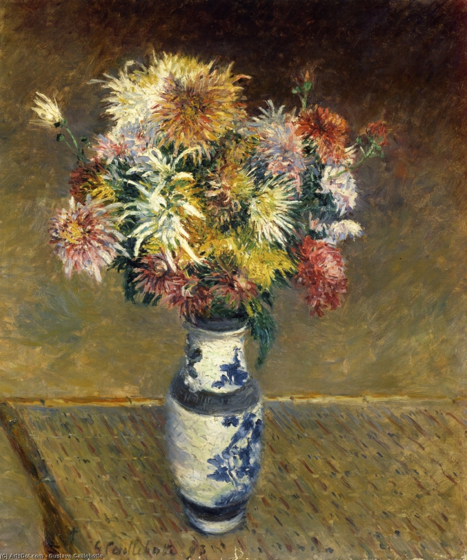 Chrysanthemums In A Vase — Gustave Caillebotte