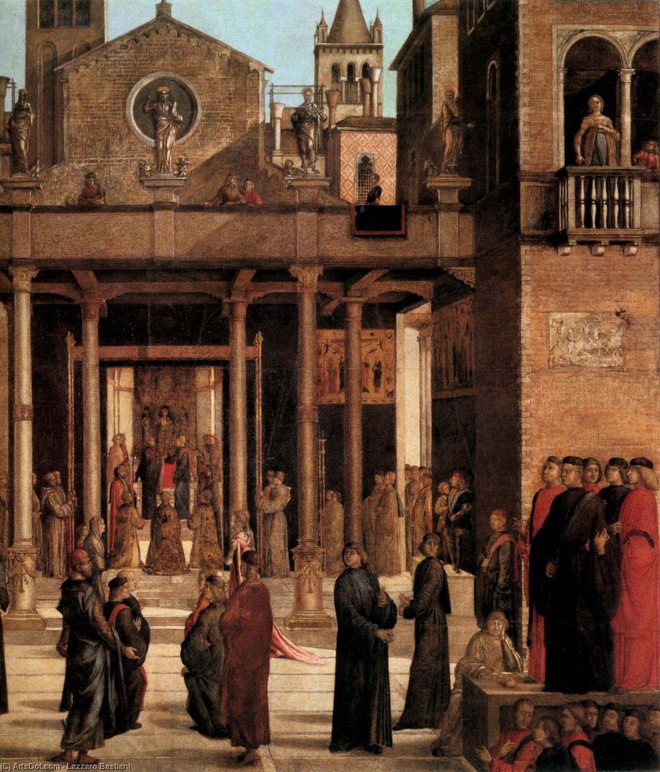 The Relic Of The Holy Cross Is Offered To The Scuola Grande Di San Giovanni Evangelista (detail) — Lazzaro Bastiani
