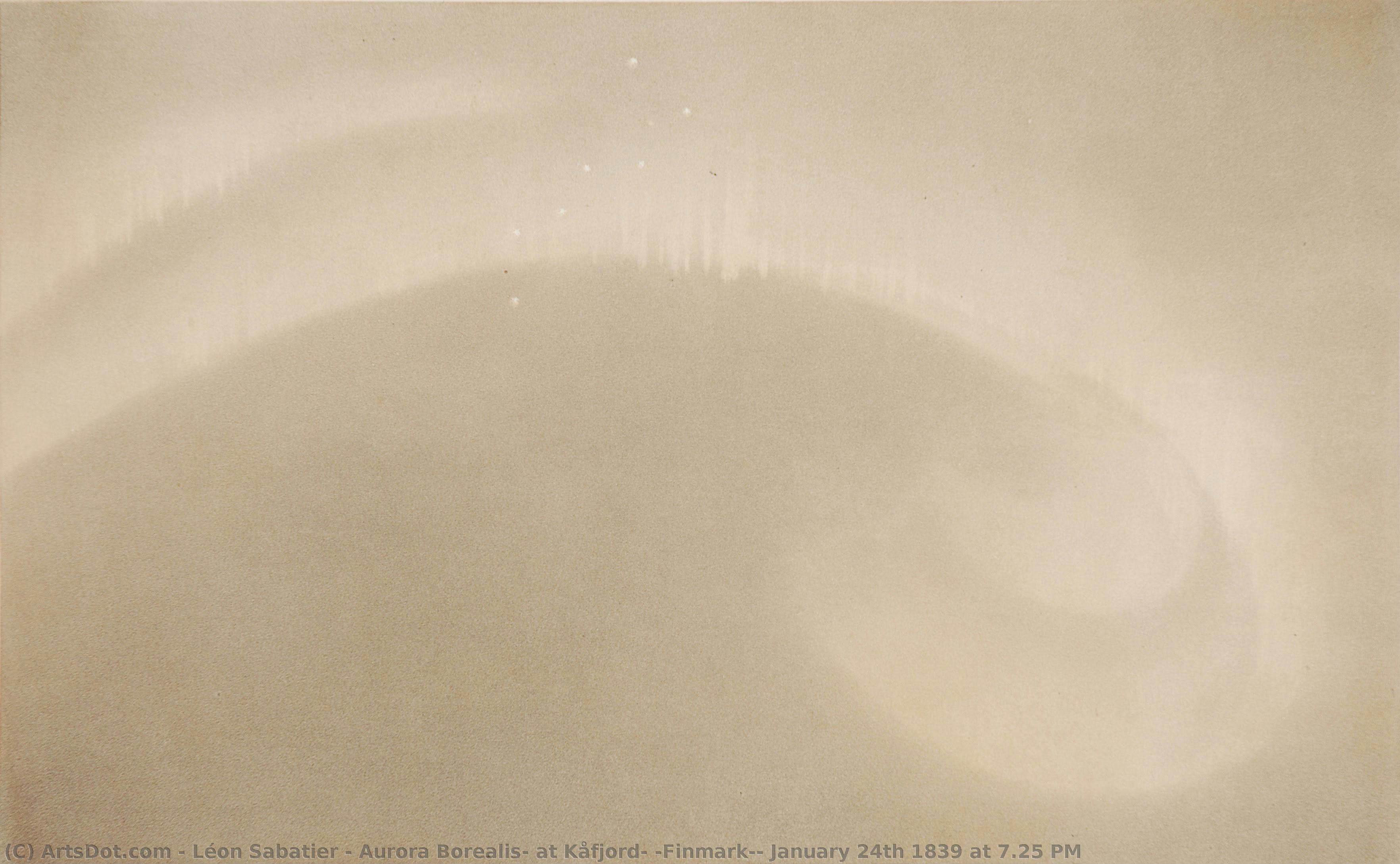 Aurora Borealis, At Kåfjord, (finmark), January 24th 1839 At 7.25 Pm — Léon Sabatier