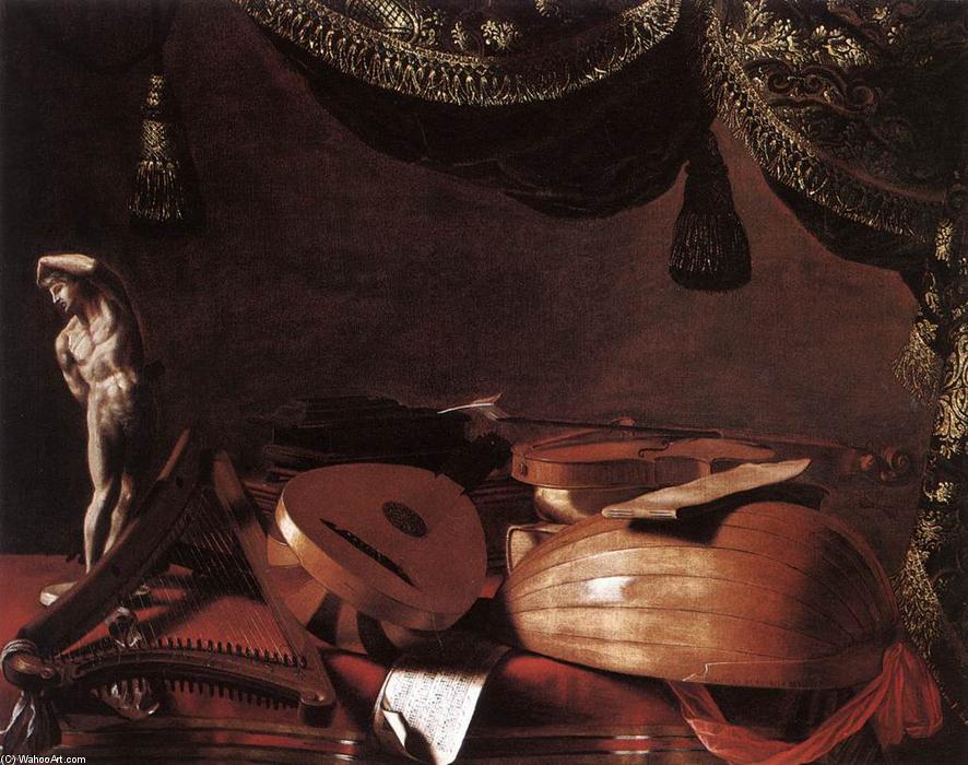 Still-life With Musical Instruments And A Small Classical Statue — Evaristo Baschenis