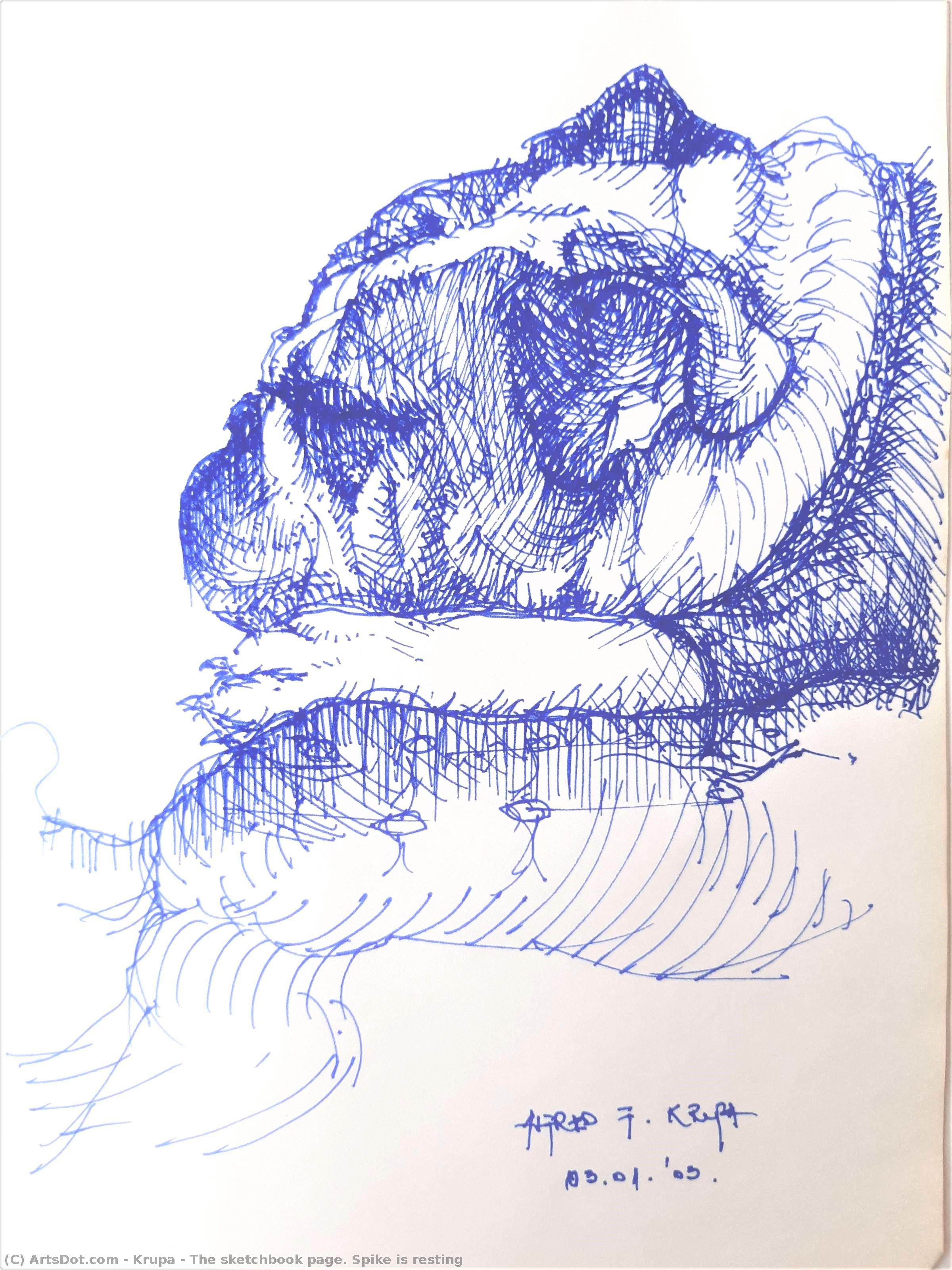 The Sketchbook Page. Spike Is Resting — Alfred Freddy Krupa