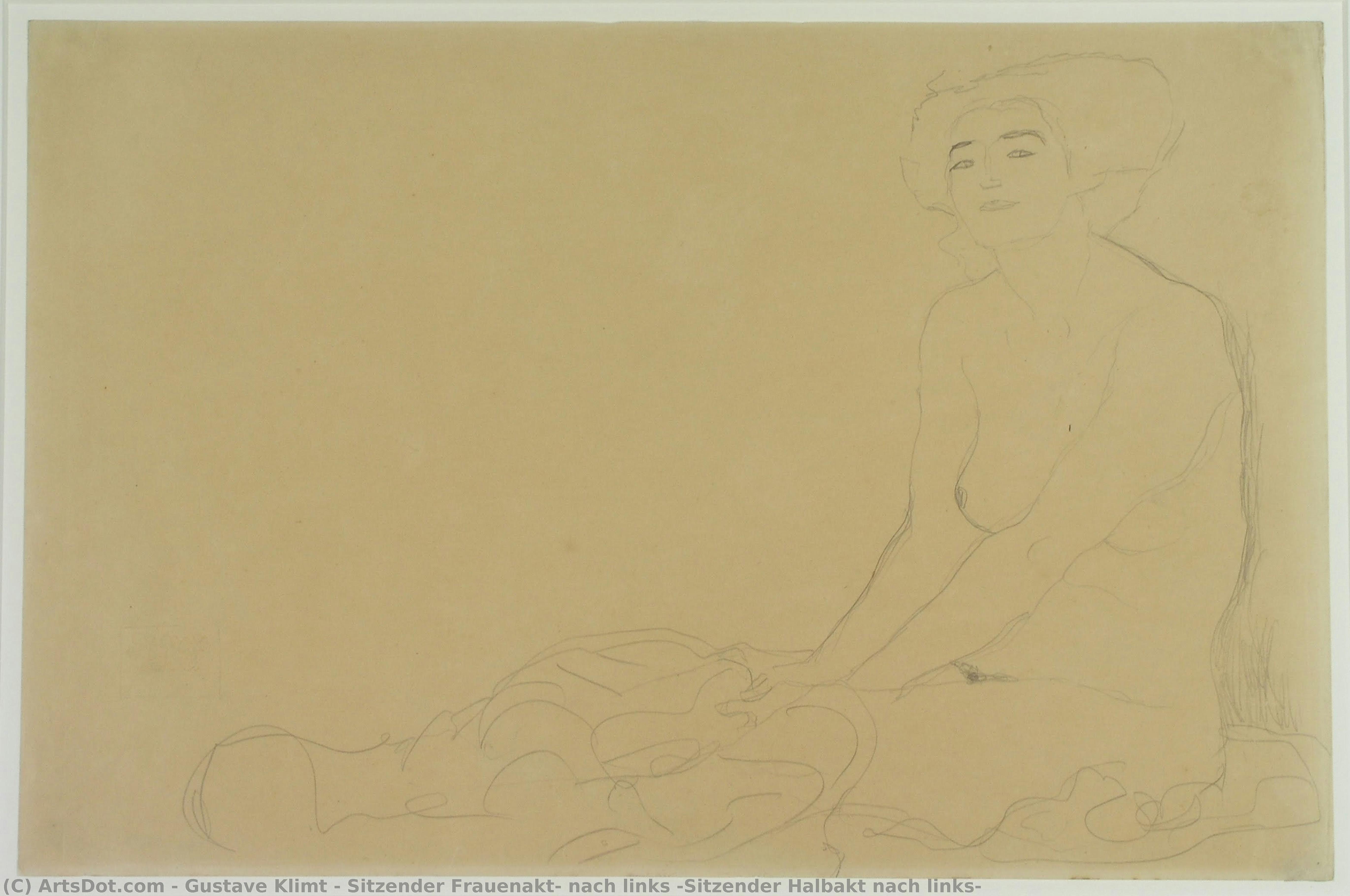 Sitzender Frauenakt, Nach Links (sitzender Halbakt Nach Links) — Gustav Klimt