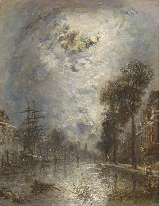 Inside The Port In Rotterdam, The Effect Of Moon — Johan Barthold Jongkind