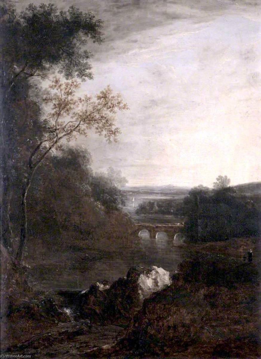 Landscape With A Bridge And A Winding River — Бенджамин Баркер Ii
