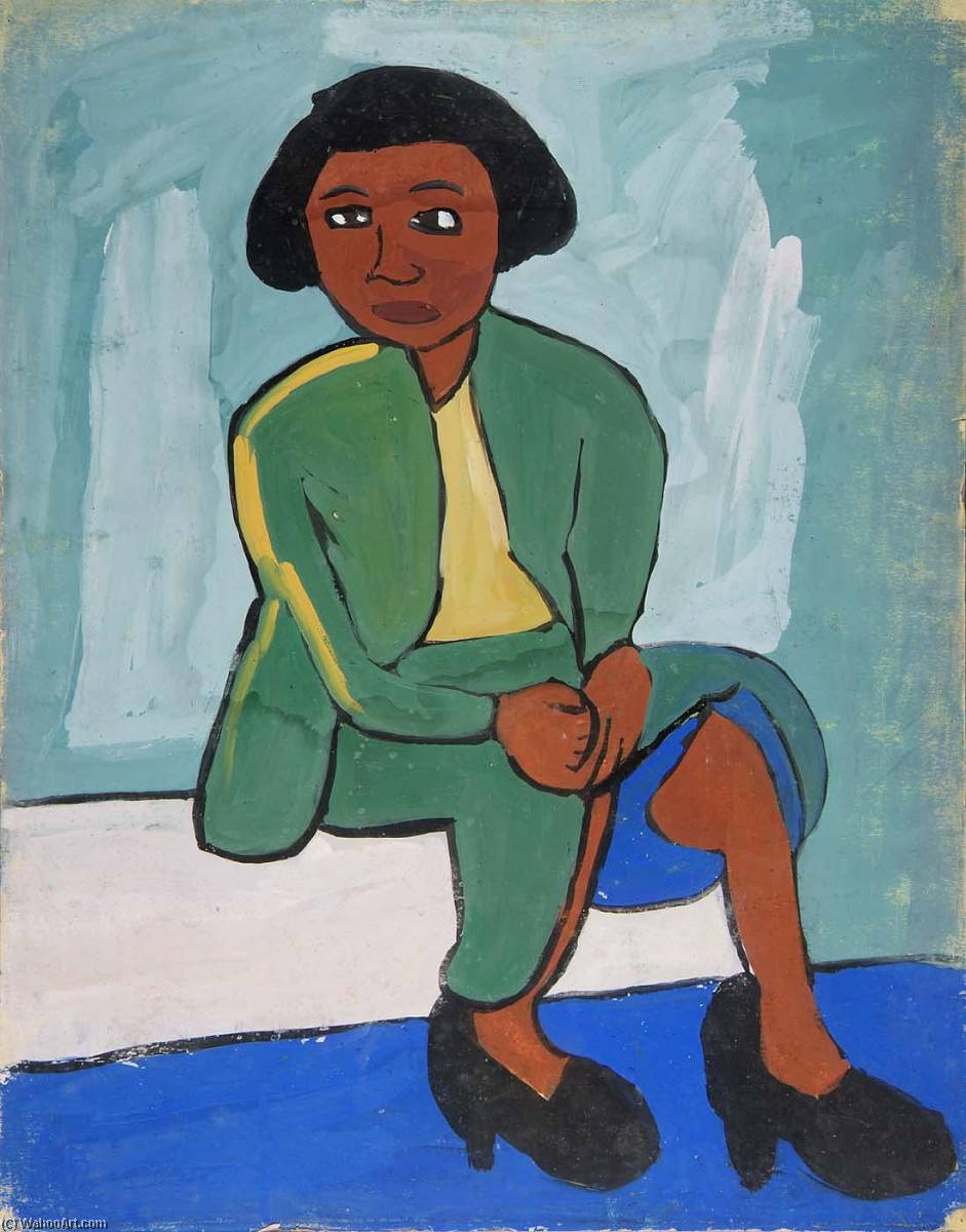 Seated Woman In Green Suit — William H. Johnson