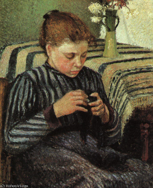 Girl Sewing — Camille Pissarro