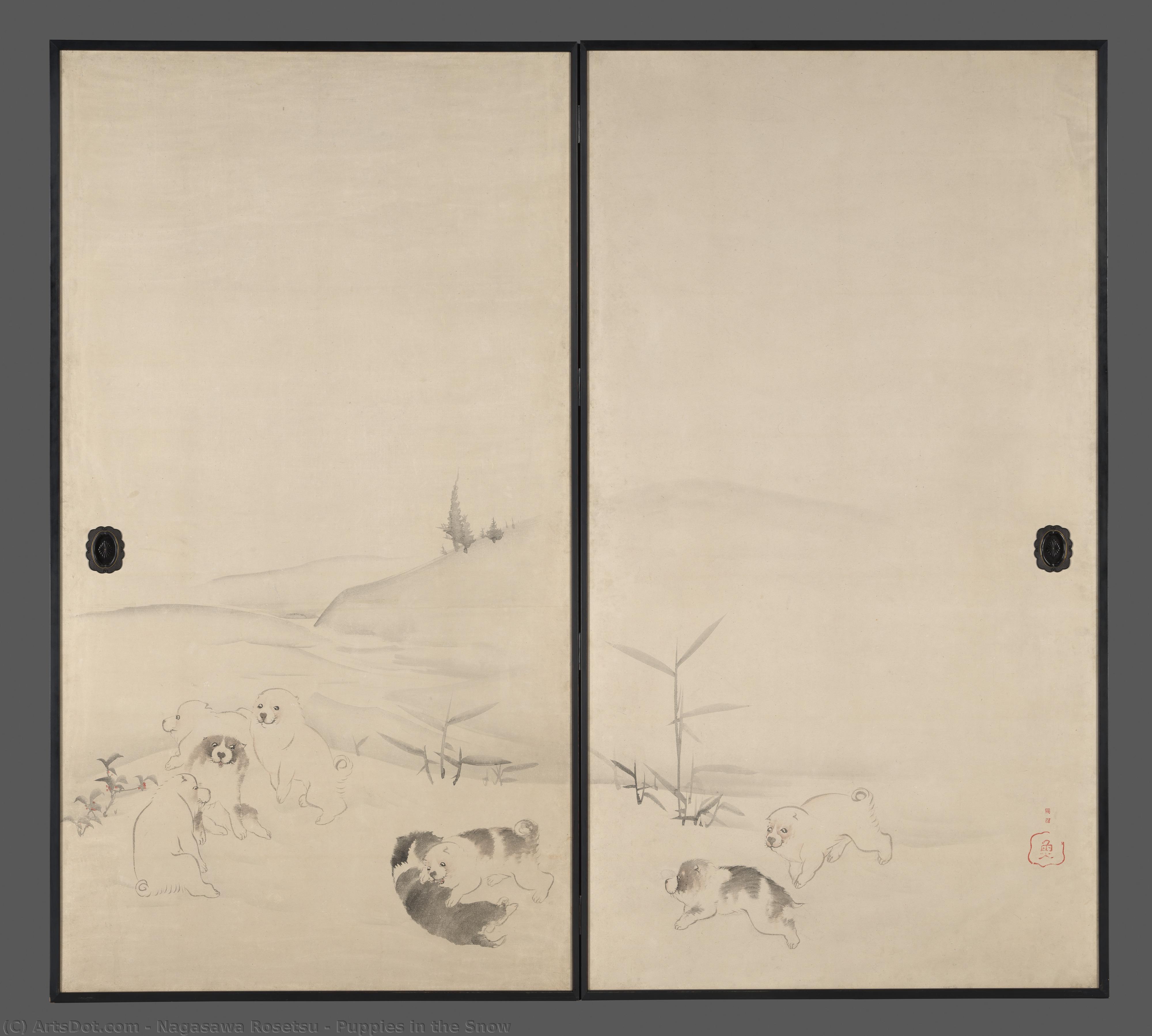 Puppies In The Snow — Nagasawa Rosetsu