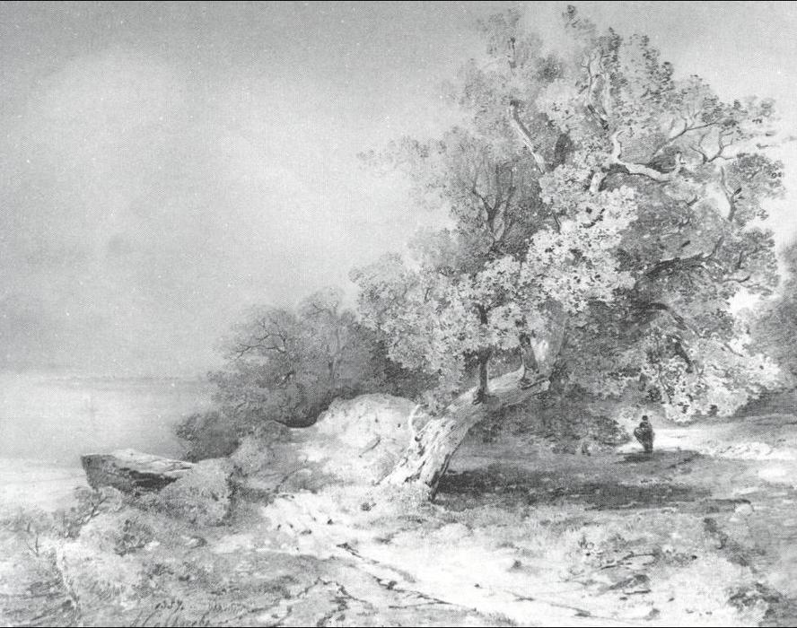 Old Oak Near Abrupt Coast Of River — Alexei Kondratyevich Savrasov