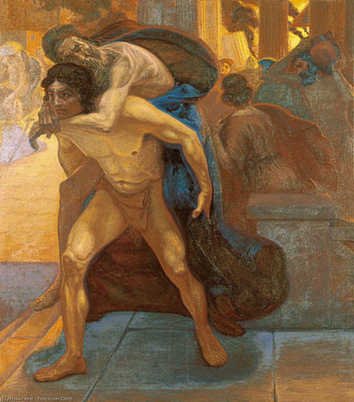 Aeneas Saving His Father Through The Flames Of Troy — Emmanuel Zairis