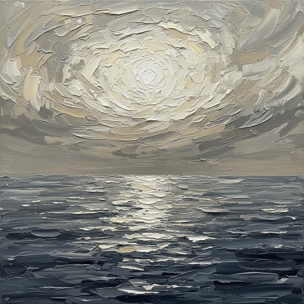 Celestial Solitude: A Monumental Impasto Study Of Lunar Light And Midnight Tides — David Moreau
