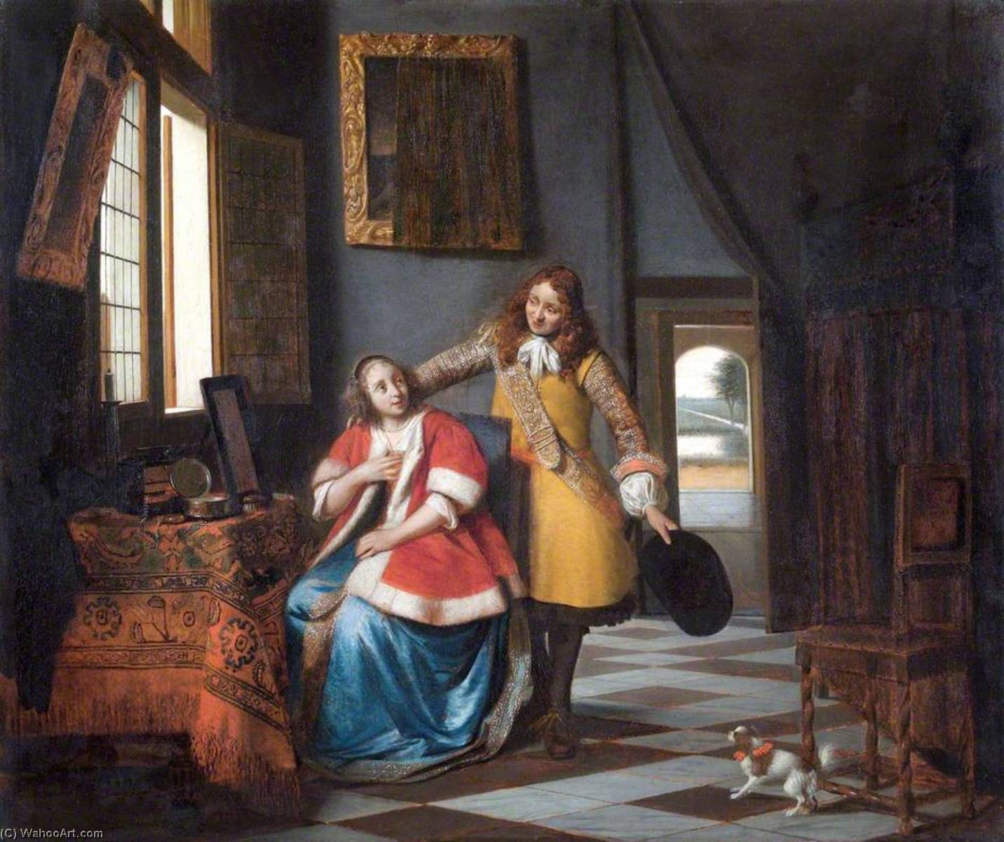 The Intruder A Lady At Her Toilet Surprised By Her Lover — Pieter De Hooch