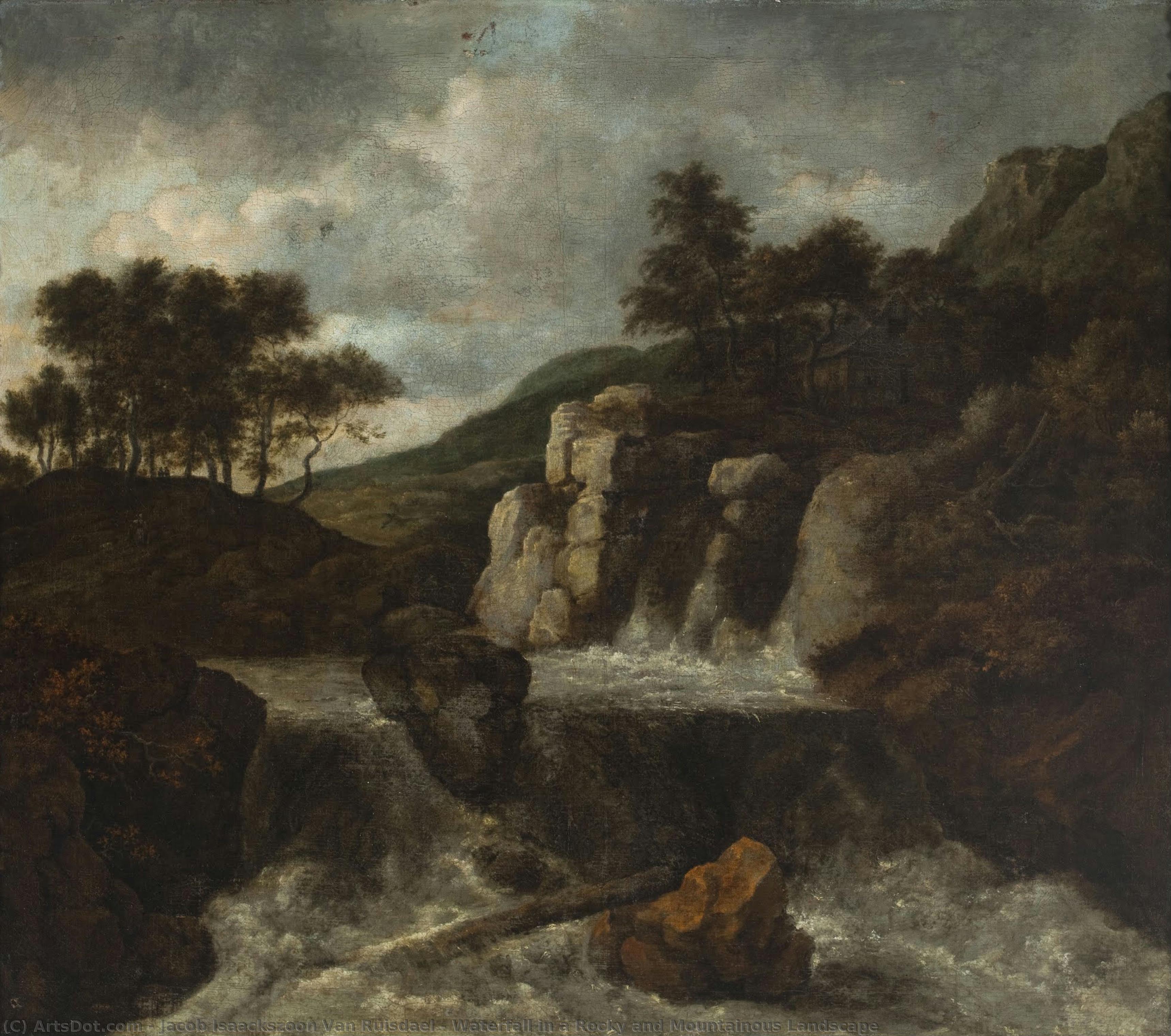 Waterfall In A Rocky And Mountainous Landscape — Jacob Van Ruisdael