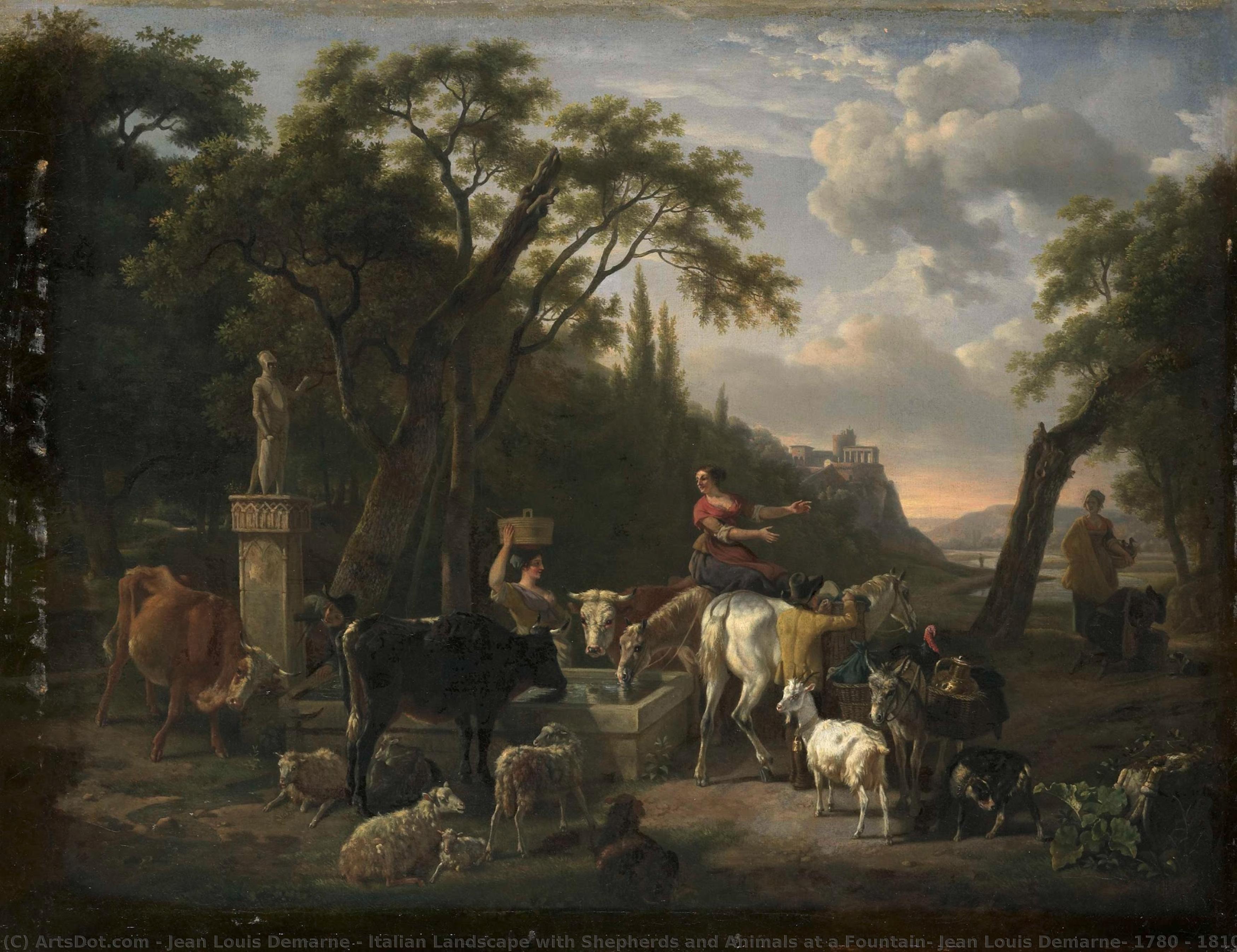Italian Landscape With Shepherds And Animals At A Fountain, Jean Louis Demarne, 1780 - 1810 — Jean Louis Demarne