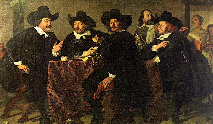 The Regents Of The Kloveniersdoelen Eating A Meal Of Oysters — Bartholomeus Van Der Helst