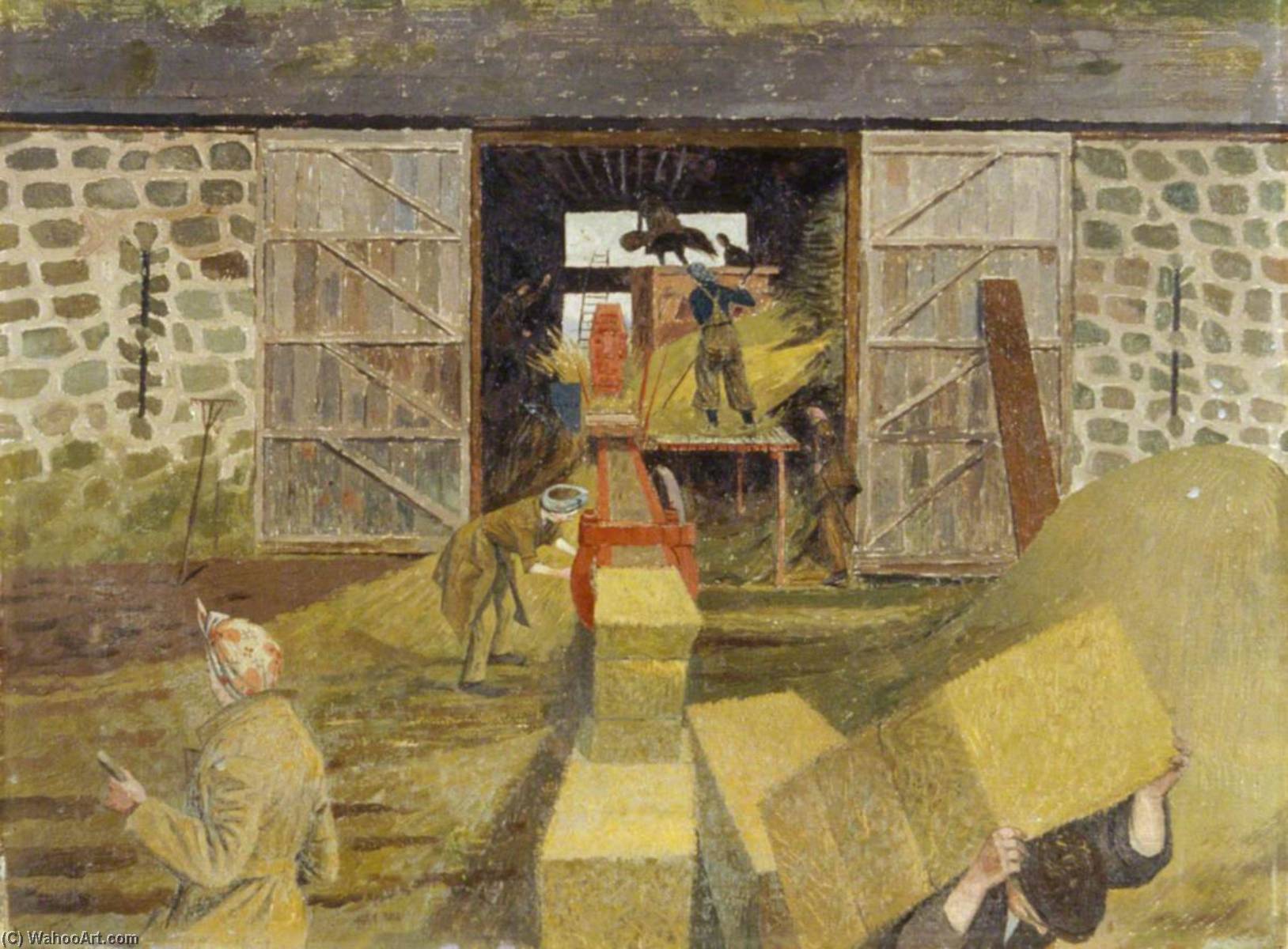Threshing And Baling, Monmouthshire — Evelyn Mary Dunbar