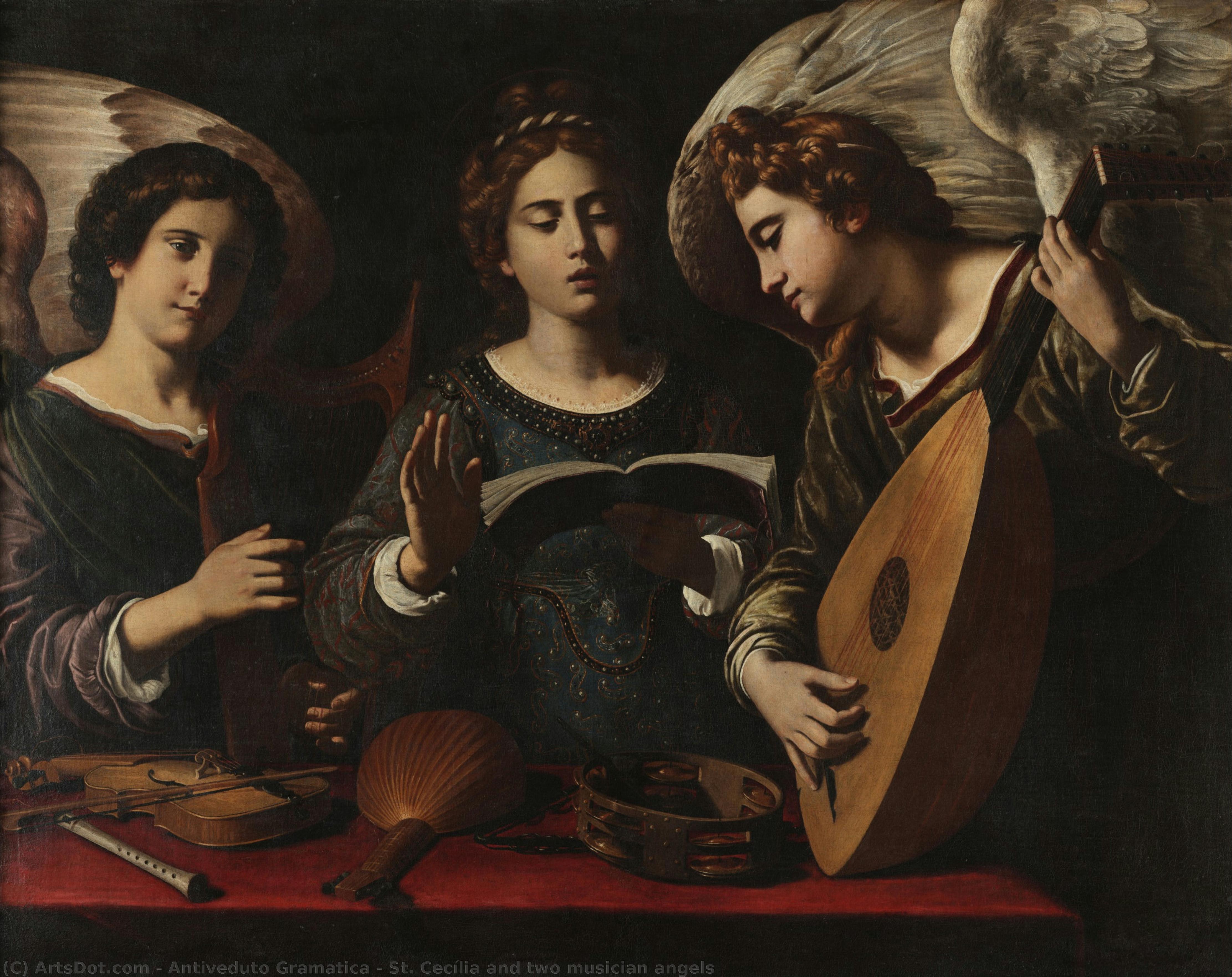 St. Cecília And Two Musician Angels — Antiveduto Gramatica