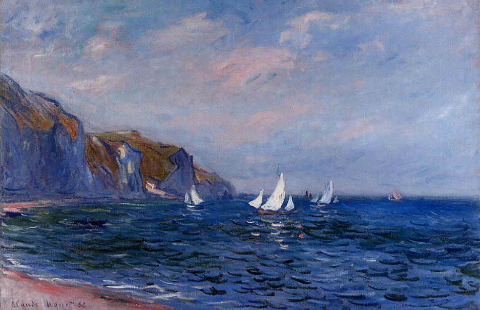 Cliffs And Sailboats At Pourville — Claude Monet