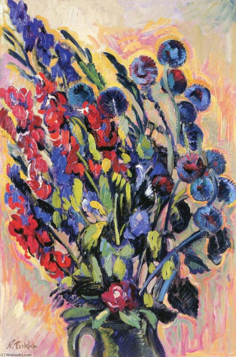 Irises In Green Jug — Nicolas Tarkhoff