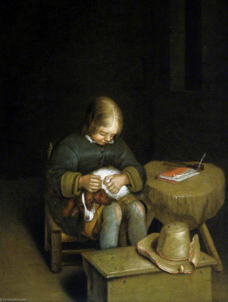 Boy And A Dog — Gerard Terborch Ii