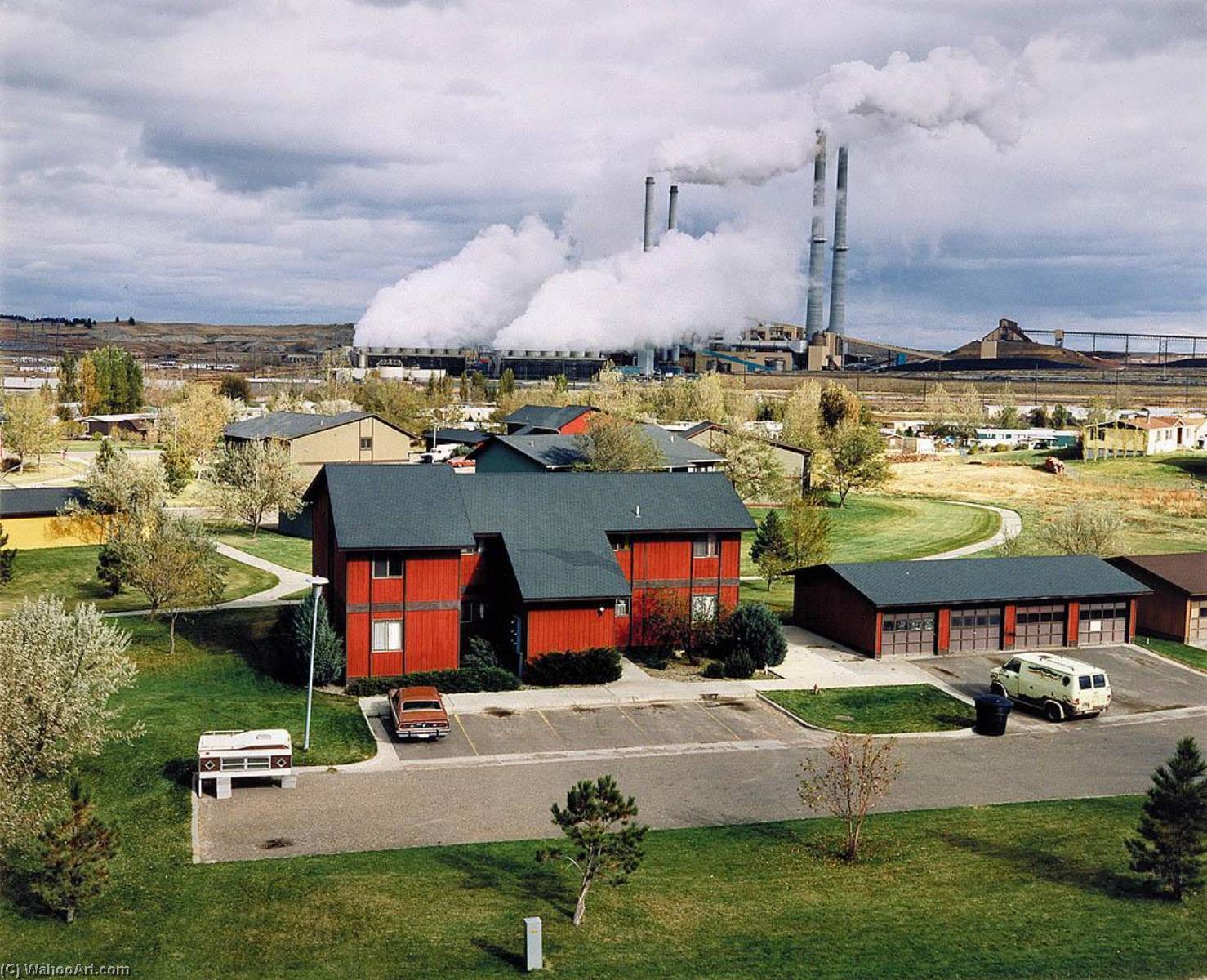 View From First Baptist Church Of Colstrip Company Houses And Power Plant. October, 1984, From The Series Colstip, Montana 1982 1985 — David T Hanson