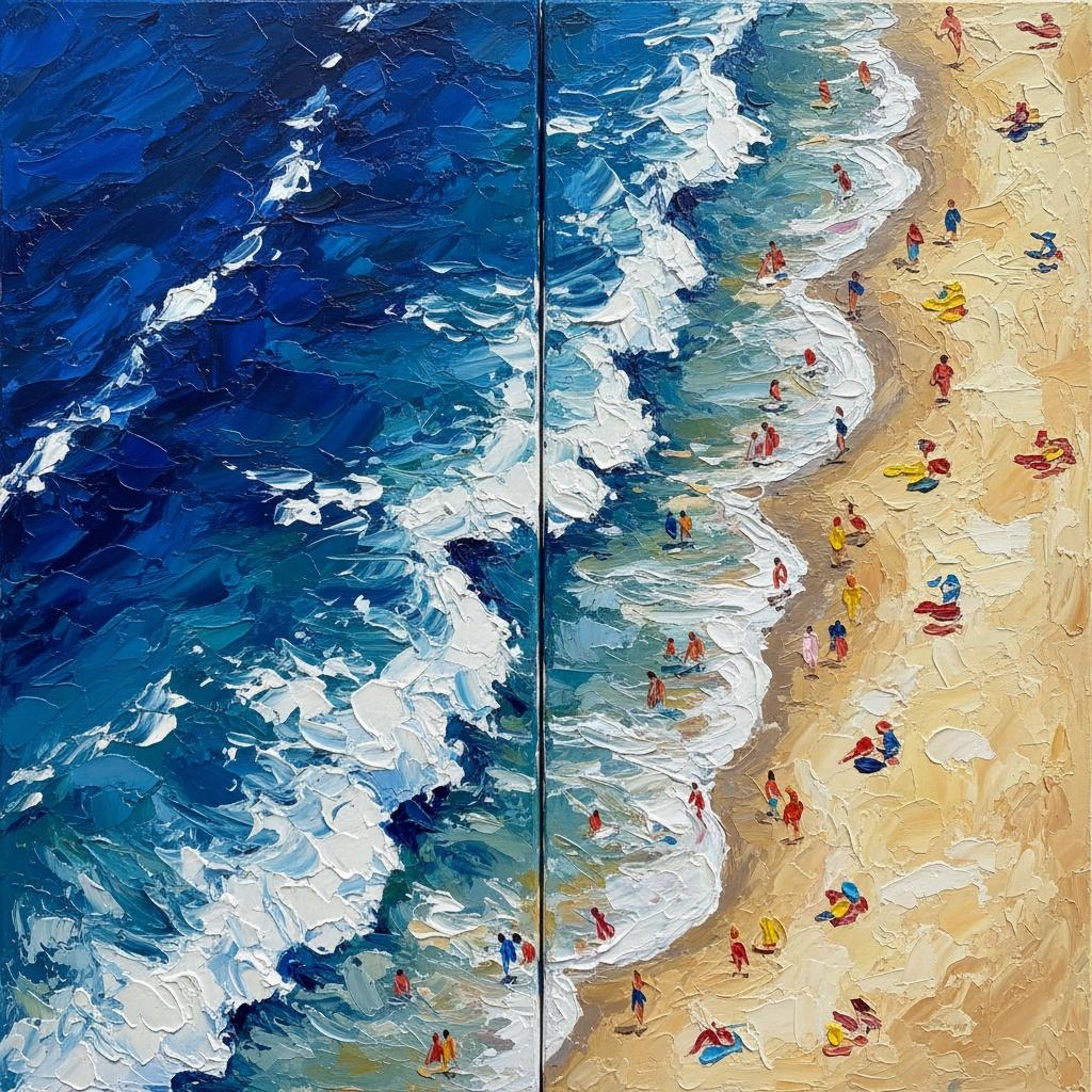 Mareas Eternas De Azur: Un Estudio Escultórico De Impasto Sobre El Movimiento Costero — Christian Noiret