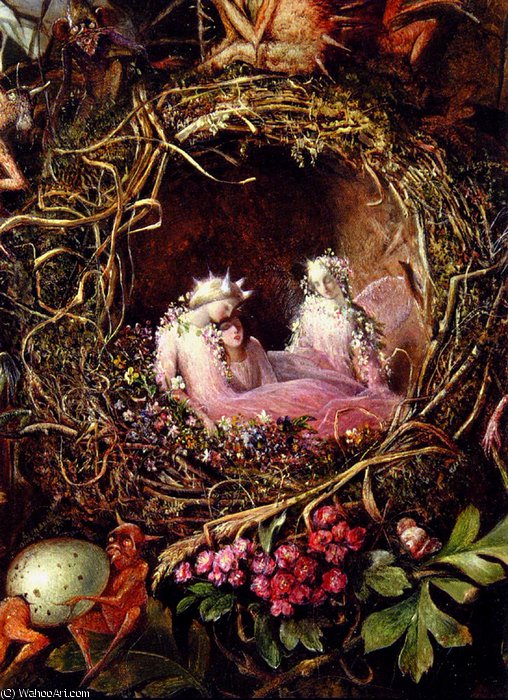 Fairies In A Birds Nest Detail — John Anster Christian Fitzgerald