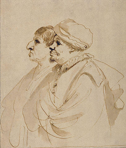 Caricature Of Two Men Seen In Profile — Guercino