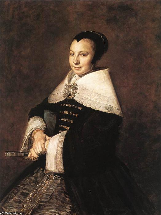Portrait Of A Seated Woman Holding A Fan — Frans Hals
